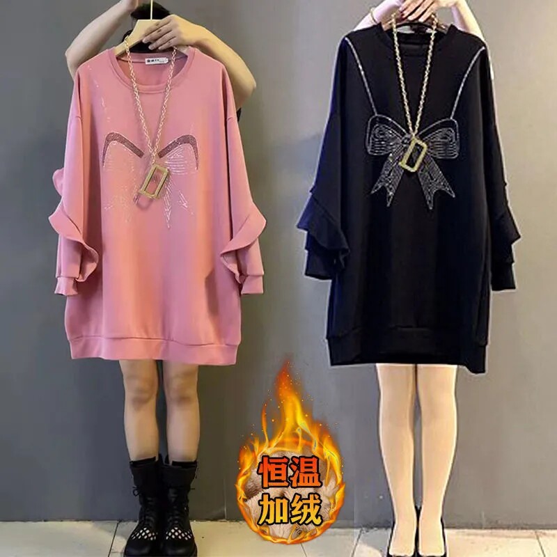 大码女装2025春冬新款加绒加厚显瘦遮肚洋气休闲时尚卫衣连衣裙女,女装/女士精品,大码连衣裙,淘宝优惠券,粉丝福利购,淘宝优惠卷
