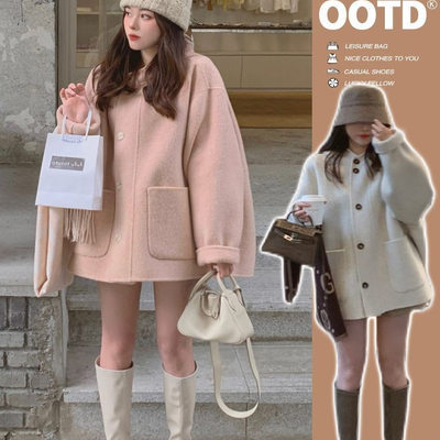 赫本风斗篷呢子大衣女秋冬新款