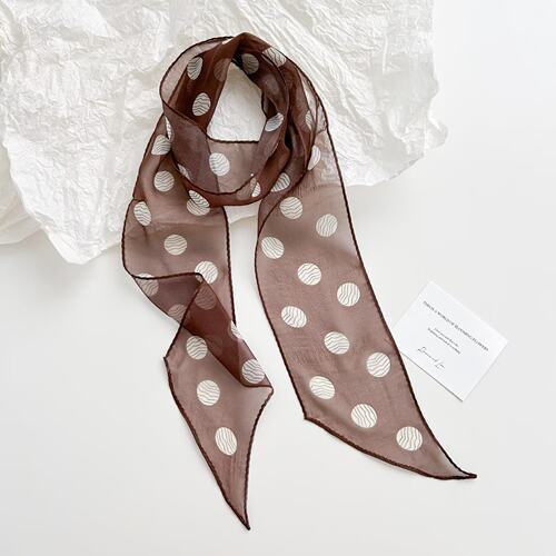 100%桑蚕丝波点真丝飘带巾女薄款