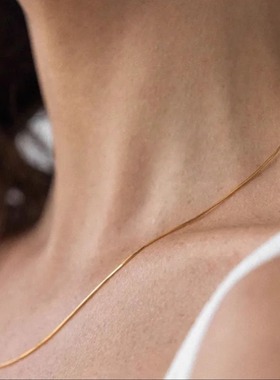 MINI BLOOM 极细无感八角蛇骨素裸项链纯银蛇骨链