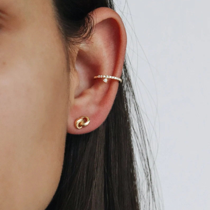 MINI BLOOM环环相扣新款气质小众高级感链条纯银镀金耳钉,饰品/流行首饰/时尚饰品新,银饰耳饰,淘宝优惠券,粉丝福利购,淘宝优惠卷