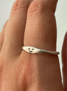 极简治愈纯银开口微笑戒指
