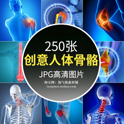 高清JPG人体骨骼创意图片3D三维骨架肌肉器官结构解剖合成PS素材