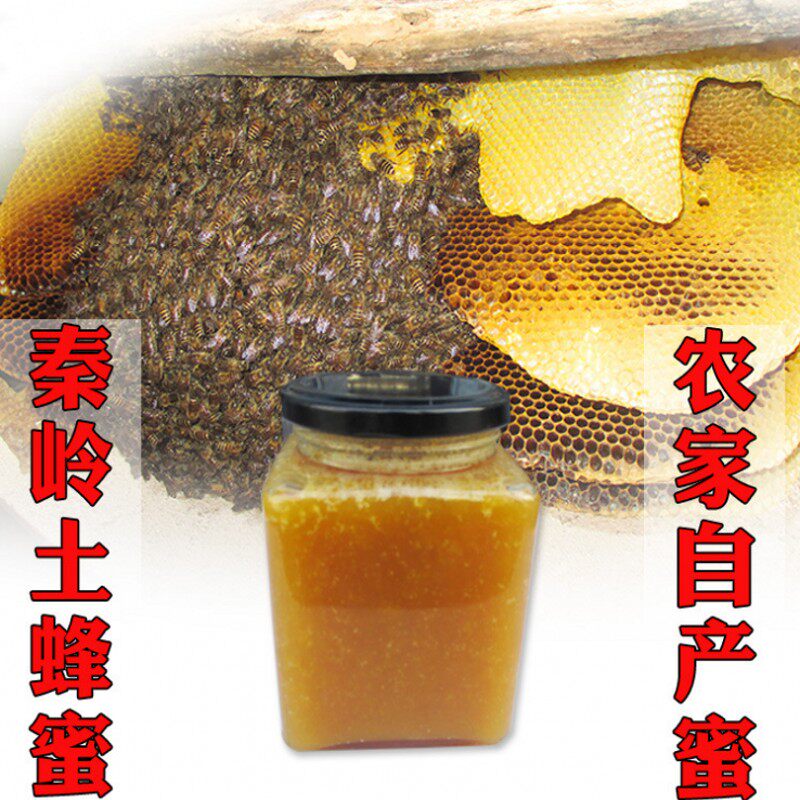 秦岭农家土蜂蜜 新鲜木桶蜂蜜百花蜜巢蜜蜂王浆成熟蜜650g包邮
