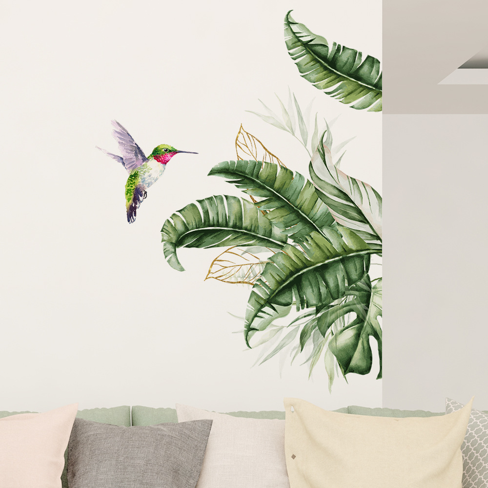 小清新ins创意墙贴纸贴画客厅卧室房间墙壁装饰自粘墙纸植物壁纸图片