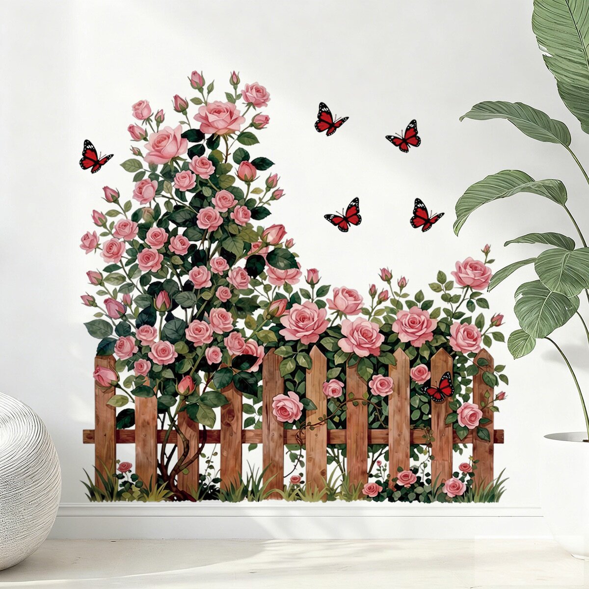 窗边布置墙贴纸清新绿色植物叶子藤蔓墙角遮瑕装饰防水可移除自粘