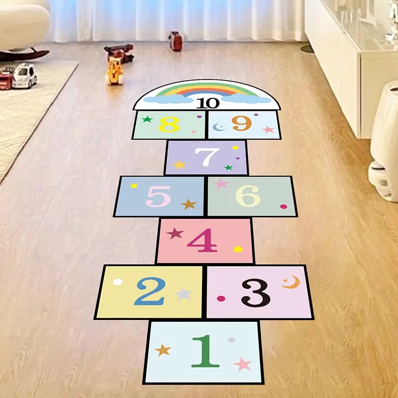 旅康卡通趣味跳格子墙贴儿童