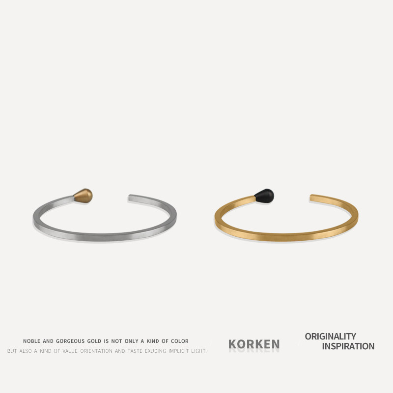 KORKEN简约中性钛钢细款火柴手镯