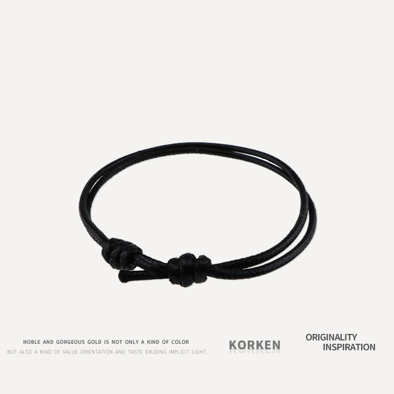 KORKEN日韩简约冷淡风潮皮蜡绳黑绳红绳纯手工可调节情侣复古脚绳