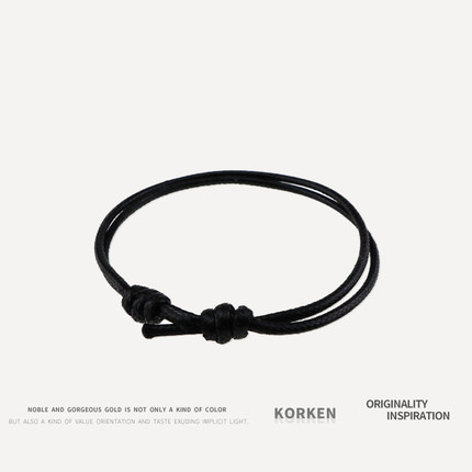 KORKEN日韩简约冷淡风潮皮蜡绳黑绳红绳纯手工可调节情侣复古脚绳