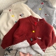 男女童保暖柔软上衣宝宝毛衣外套潮 款 新年红儿童加厚针织衫 ～冬季