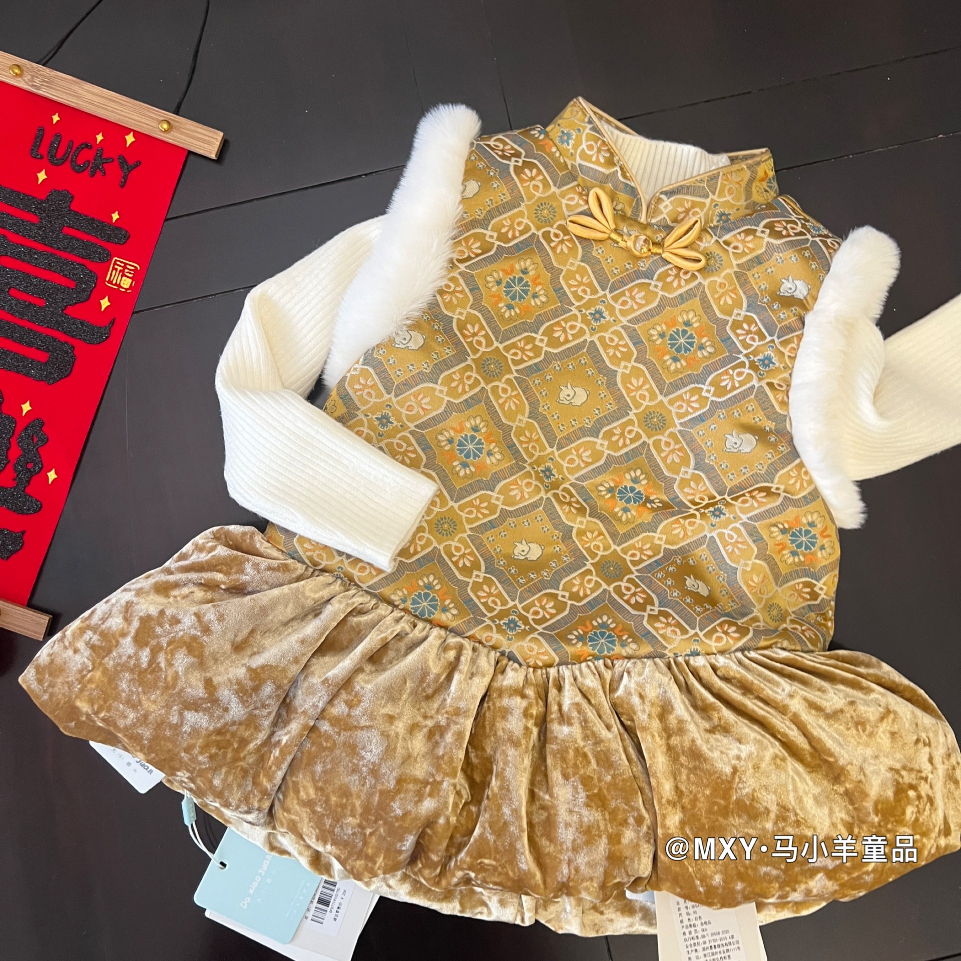 岁岁欢愉～新年款女童旗袍背心裙冬周岁礼服小童国风背心裙拜年服,童装/婴儿装/亲子装,连衣裙,淘宝优惠券,粉丝福利购,淘宝优惠卷