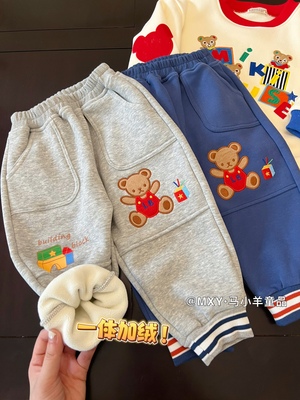 加绒儿童休闲裤保暖一体绒百搭裤