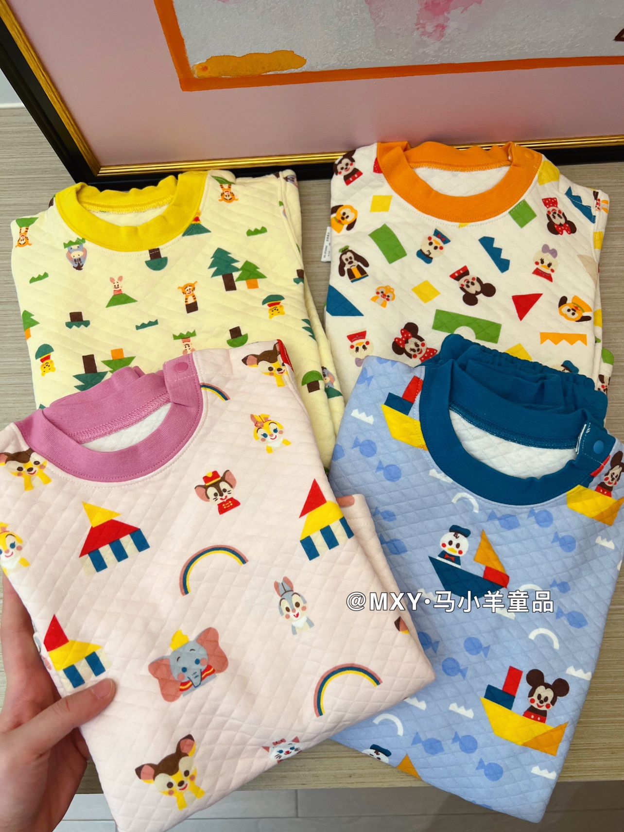 日系家居服冬季加厚男女童空气棉套装宝宝保暖家居服纯棉夹棉内穿