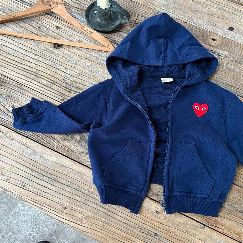 한국 아동 순면 후드 티셔츠 가디건 24 가을 스타일 남성 및 여성 베이비 패션 탑 트렌디 아동 스트라이프 자켓