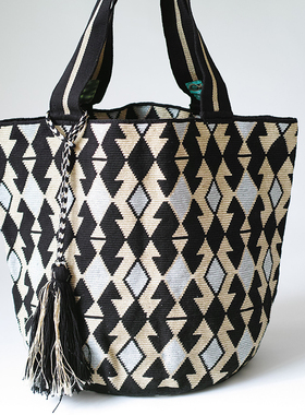 哥仑比亚WAYUU部落手工编织包瓦尤包TOTE单肩托特金线黑土豪金银