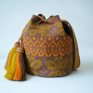 哥仑比亚WAYUU部落手工编织包瓦尤包单股大号土色蝴蝶桔