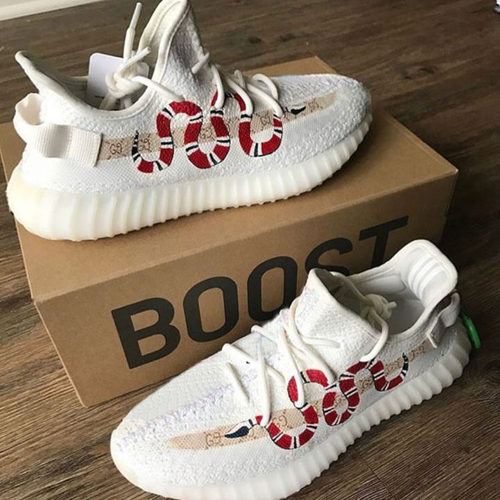 私人定制350Yeezy椰子鞋手绘球鞋af1改色DIY涂鸦ins珊瑚蛇aj1彩绘