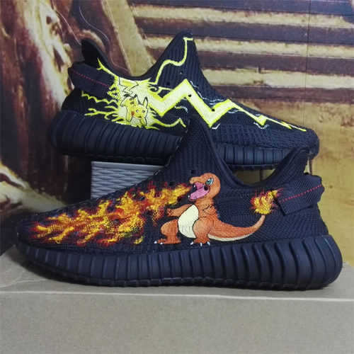 私人定制黑天使椰子球鞋yeezy皮卡丘火龙彩绘350 v2涂鸦diy改色