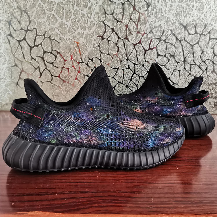 球鞋手绘定制黑天使yeezy椰子鞋350v2原宿风星空涂鸦af1彩绘改色