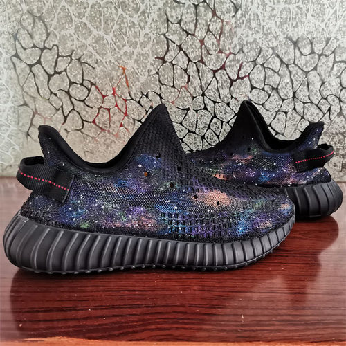 球鞋手绘定制黑天使yeezy椰子鞋350v2原宿风星空涂鸦af1彩绘改色
