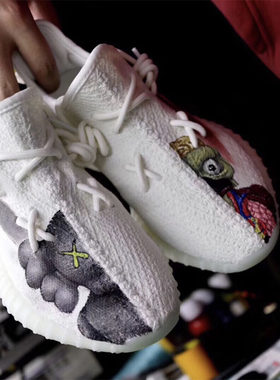 DIY定制YEEZY椰子鞋改色涂鸦350芝麻街kaws彩绘手工绘制 自备鞋子