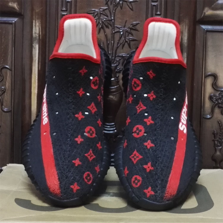 DIY手绘定制yezzy纯白椰子改色350v2涂鸦diy全黑supreme彩绘球鞋