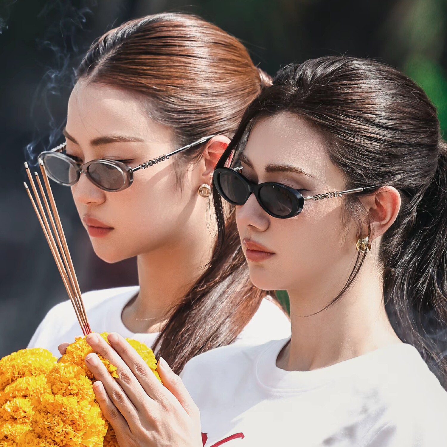 高级感 椭圆形小框墨镜女复古可配度数近视太阳眼镜防紫外线遮阳