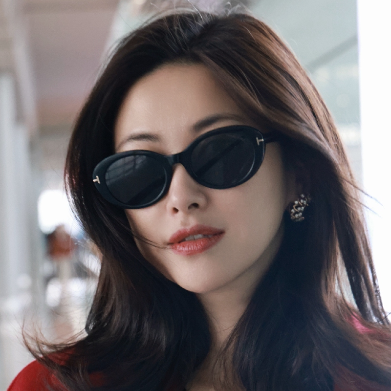 25新款 朱珠同款墨镜女TF椭圆形高级感显脸瘦猫眼太阳镜可配近视