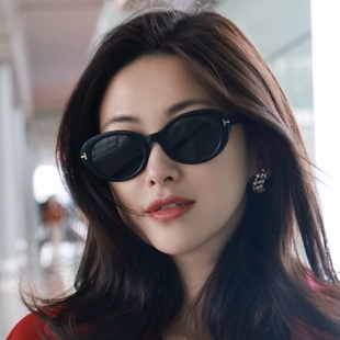 25新款 墨镜女TF椭圆形高级感显脸瘦猫眼太阳镜可配近视 朱珠同款