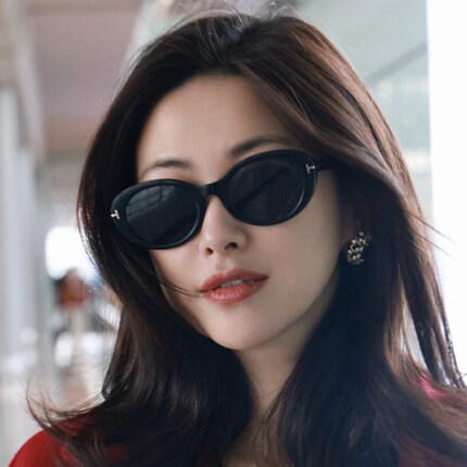 新款 朱珠同款墨镜女TF椭圆形高级感显脸瘦猫眼太阳镜可配近视