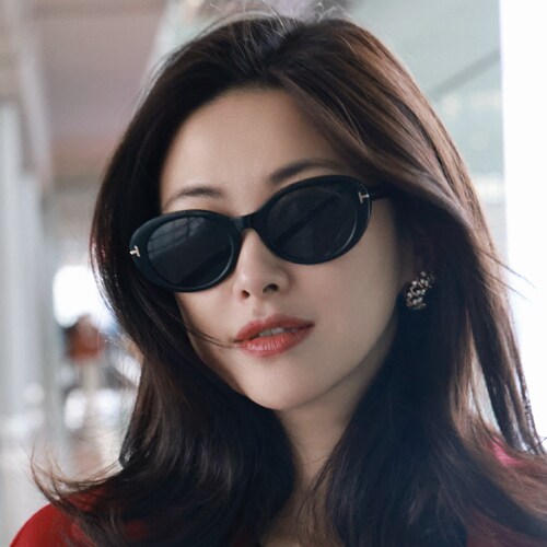 新款 朱珠同款墨镜女TF椭圆形高级感显脸瘦猫眼太阳镜可配近视