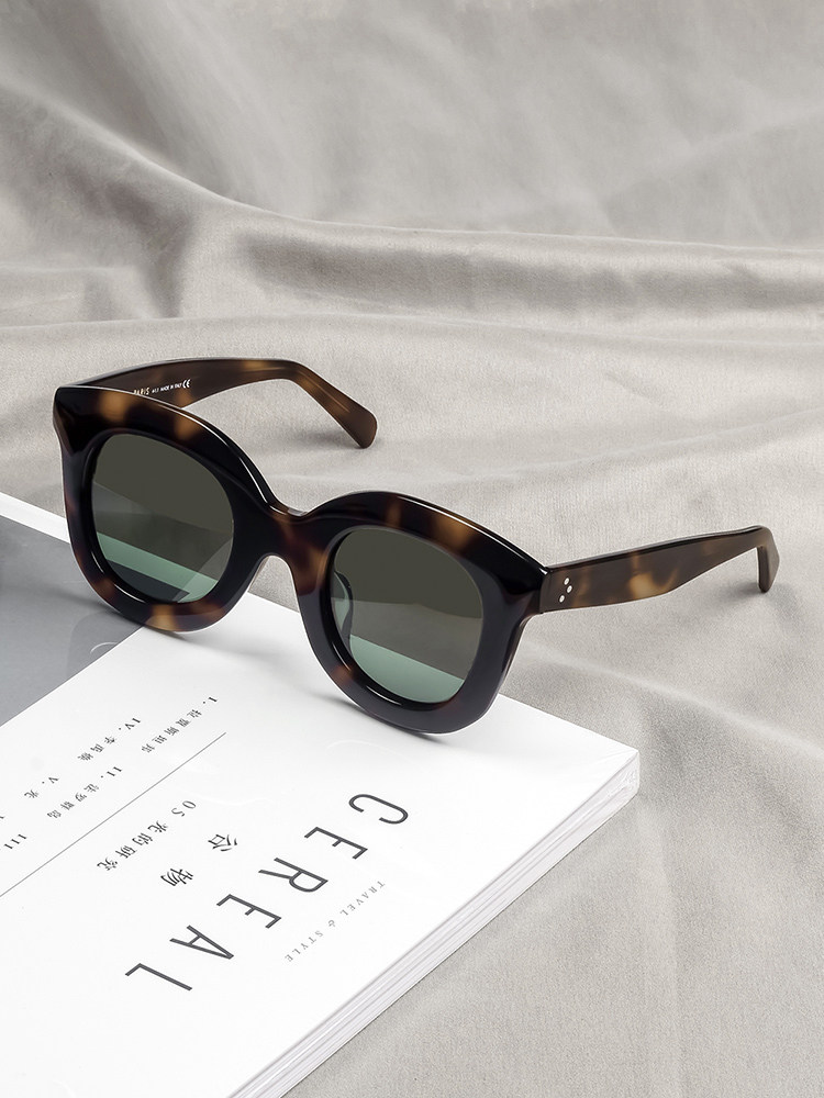 French polarized sunglasses women's summer tortoise shell round face slimming sunglasses