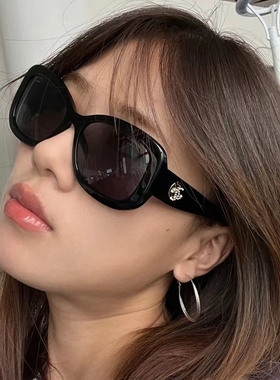 天使之微眼镜 黑超墨镜女偏光镜猫眼太阳镜方圆脸大脸显瘦脸黑色