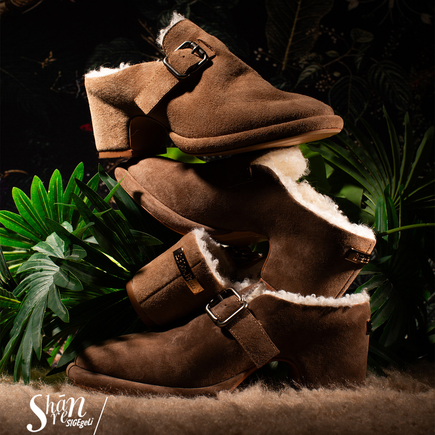 ShānRen加绒勃肯鞋 小众复古法式粗高跟包头半拖毛毛鞋女外穿新,女鞋,毛毛鞋,淘宝优惠券,粉丝福利购,淘宝优惠卷