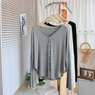 高级感~薄莫代尔长袖开衫防晒衣披肩外套女宽松舞蹈服瑜伽T恤上衣