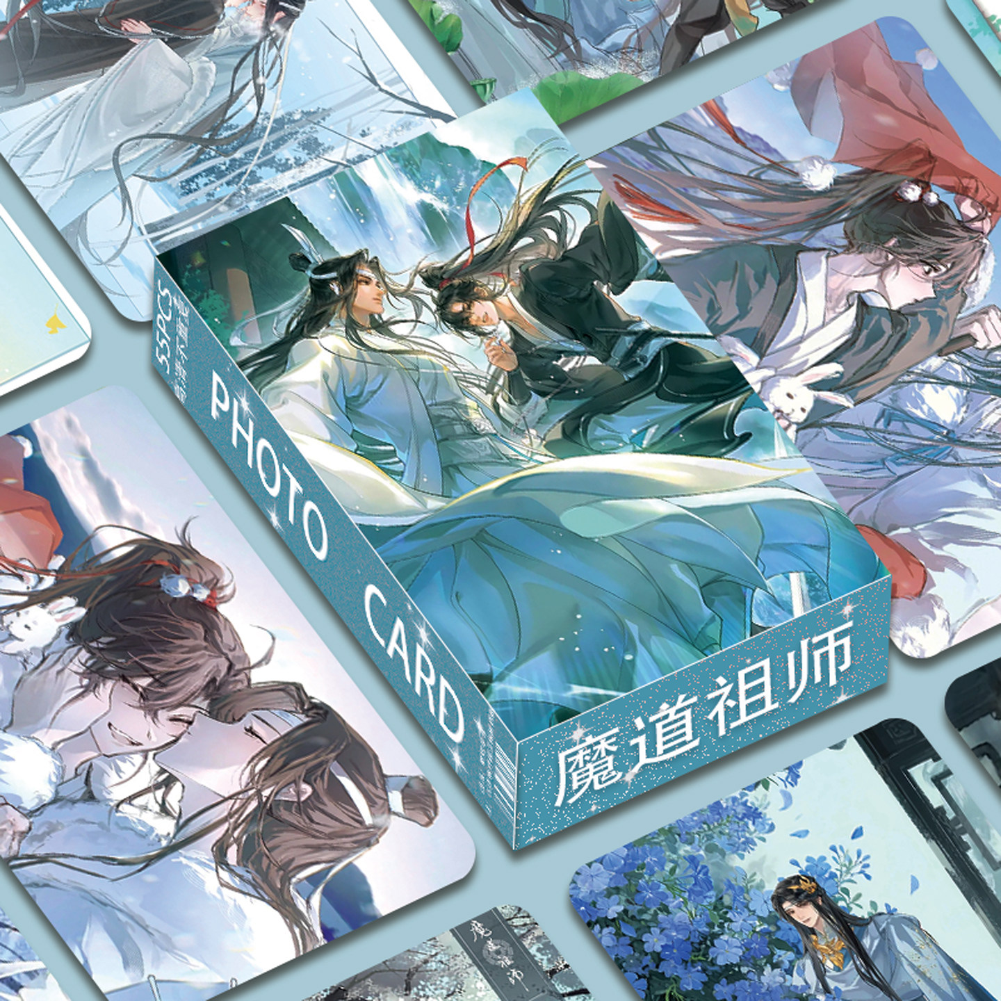 新款魔道祖师周边盒装镭射小卡55张照片写真不重复高清珍藏明信片