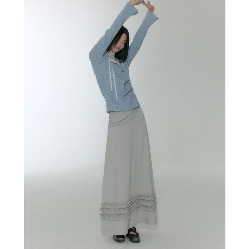 今日艺术家蓝灰开衫连衣裙两件套