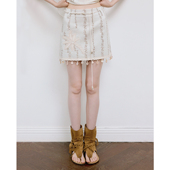 今日艺术家原创米色新波西米亚藤蔓刺绣贝壳流苏A字短裙裤