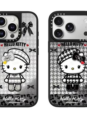 CASE联名千鸟格Kitty适用17promax手机壳iPhone16pro苹果15plusMagSafe磁吸14p镜面C家13潮流12韩系INS风千禧