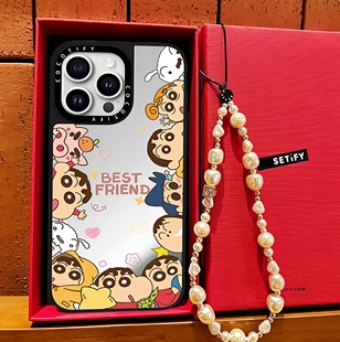 C联名可爱卡通蜡笔小新家族磁吸MagSafe苹果17pro适用iPhone15ProMax手机壳潮牌14plus防摔13保护套12镜面11