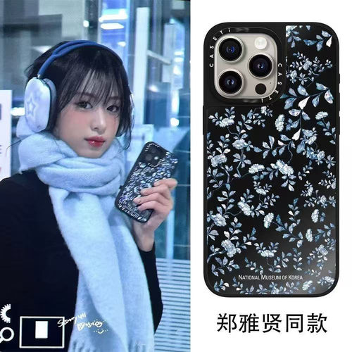 CASE联名郑雅娴同款宝怪适用17promax手机壳iPhone16pro苹果15plus镜面MagSafe磁吸14pC家13韩国博物馆碎花