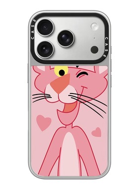 CASE联名爱心粉红豹适用promax手机壳iPhone16pro苹果15plusMagSafe磁吸14p镜面C家13可爱12潮流11银框