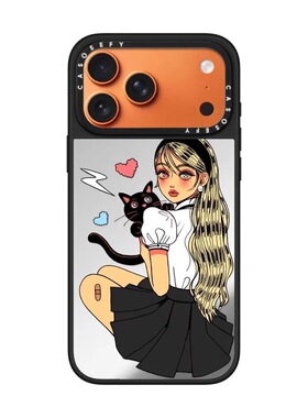 CASE联名抱猫甜酷女孩适用17promax手机壳iPhone16pro苹果15plusMagSafe磁吸14p镜面C家13潮流12高级INS复古