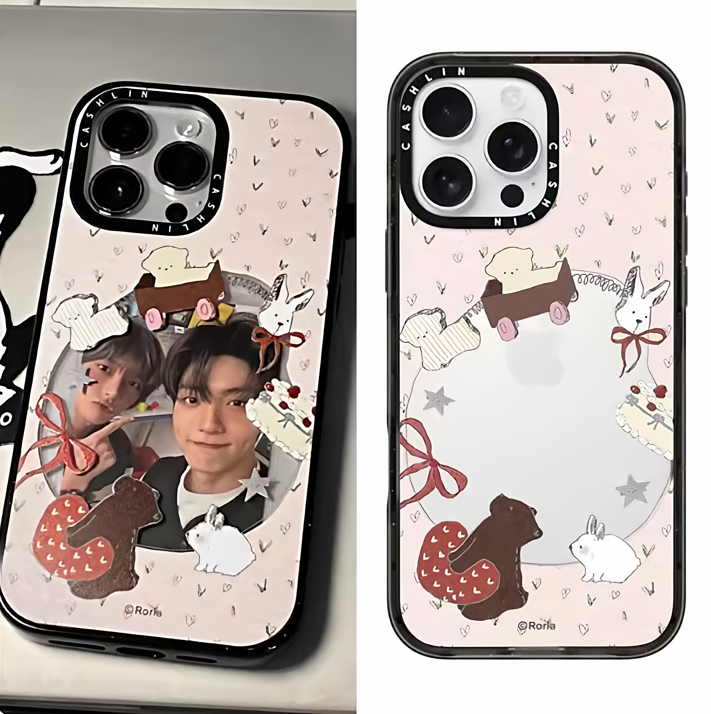 C联名追星人透明黑框苹果17适用于iPhone16ProMax日韩13卡通14Pro手机壳11防摔16plus小卡拍立得12pro创意15
