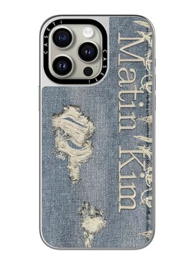 CASE联名牛仔布破洞适用17promax手机壳iPhone16pro苹果15plusMagSafe磁吸14p镜面C家13潮流12中性风11电镀银