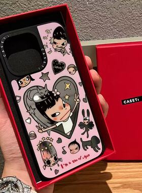 CASE联名镂空爱心奈良美智适用17promax手机壳iPhone16pro苹果15plus镜面MagSafe磁吸14p可爱C家13简约12潮流