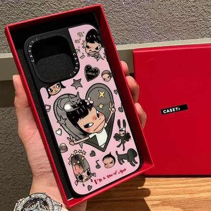 CASE联名镂空爱心奈良美智适用17promax手机壳iPhone16pro苹果15plus镜面MagSafe磁吸14p可爱C家13简约12潮流