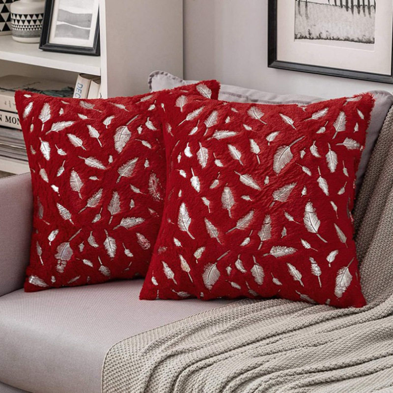 亚马逊跨境圣诞抱枕烫金羽毛抱枕套沙发客厅毛绒靠枕靠垫套罩,居家布艺,抱枕被,淘宝优惠券,粉丝福利购,淘宝优惠卷