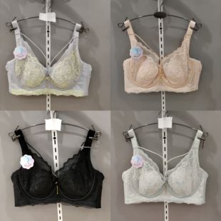 超薄无磁BC杯蕾丝兔耳朵水晶杯软钢圈聚拢上托收副乳美胸定型2286